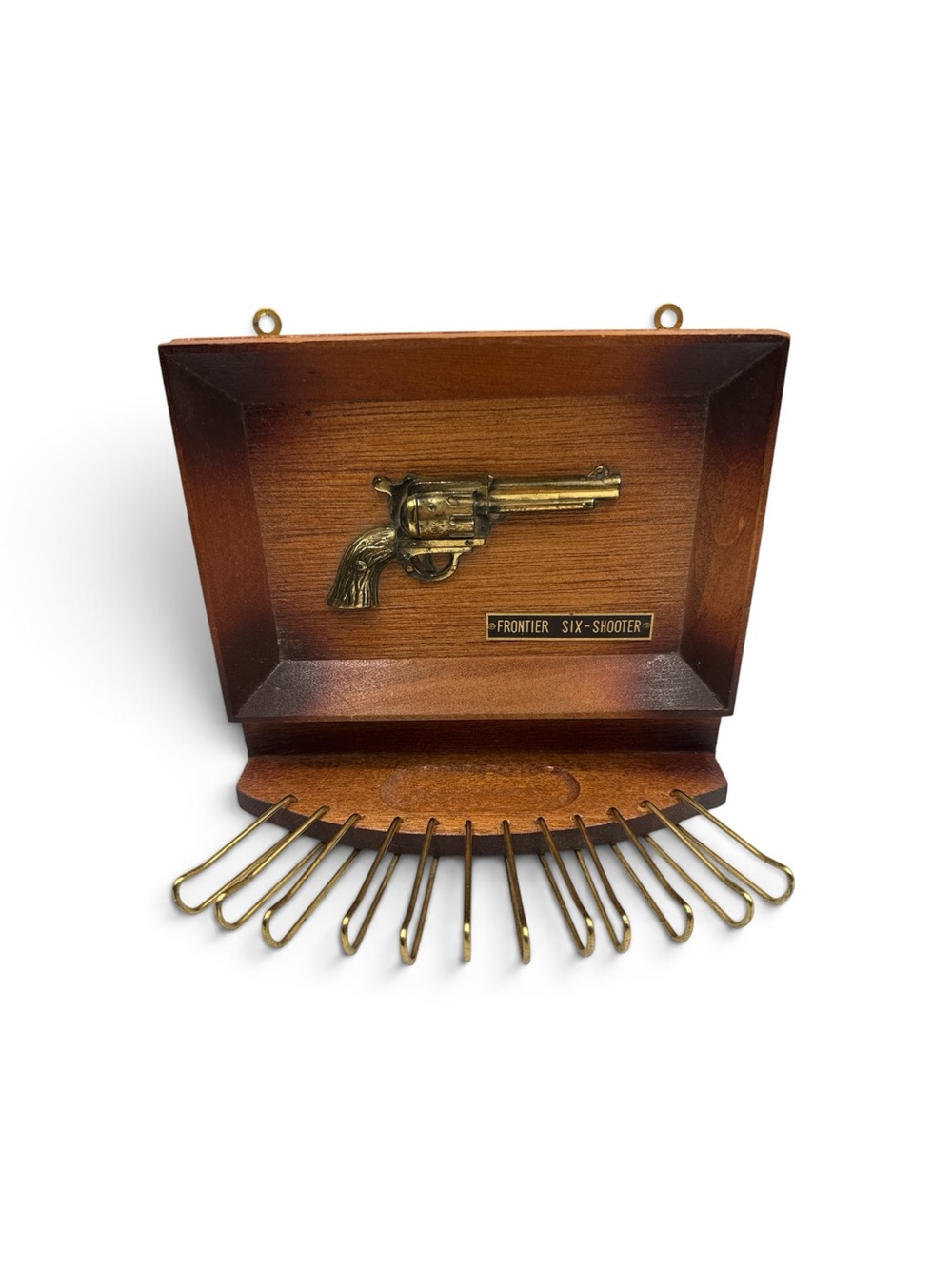 Vintage Western Cowboy Frontier Six Shooter Wooden Wall Tie Rack 1960s 70s